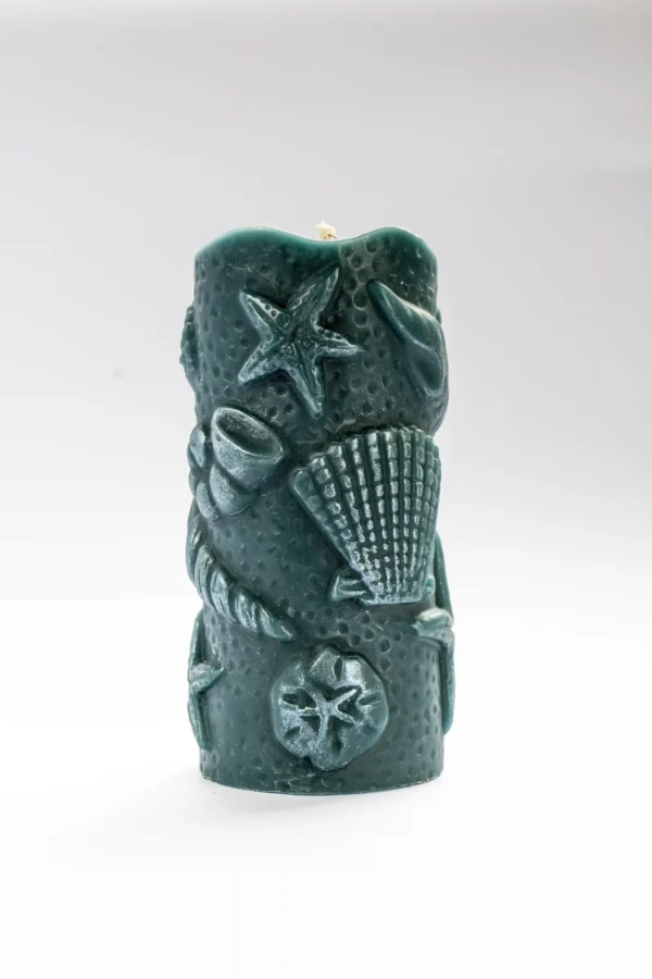 Vela con Conchas de Mar | Estrellas de Mar en Relieve | Calipso hecho a mano en lucy´s luz en cera de abeja