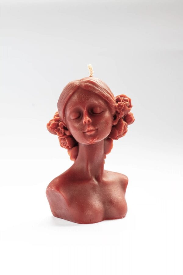 Vela de cera de abeja floral | Eve vela en forma de busto de mujer de mujer hecho a mano en españa