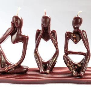 Set 3 mas base de Vela de diseño artesanal | La Escultura Icónica de Marca | Lucy hecho a mano en españa en cera de abeja por lucy´s luz en rojo