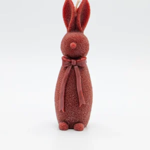 Decoración de pascua original | Vela conejito mullido | Mossy rojo