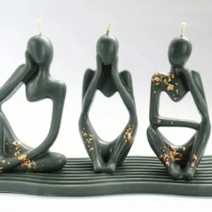 Set 3 mas base de Vela de diseño artesanal | La Escultura Icónica de Marca | Lucy hecho a mano en españa en cera de abeja por lucy´s luz en verde