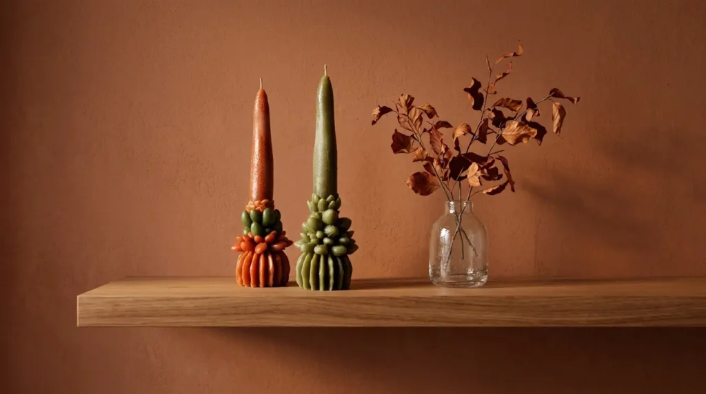 Cómo decorar un recibidor, aunque sea pequeño: consola, espejo, luz cálida y un aroma que dé la bienvenida. La guía para una entrada que te reciba. Velas de cera de abeja hechas a mano por Lucy´s Luz en Asturias